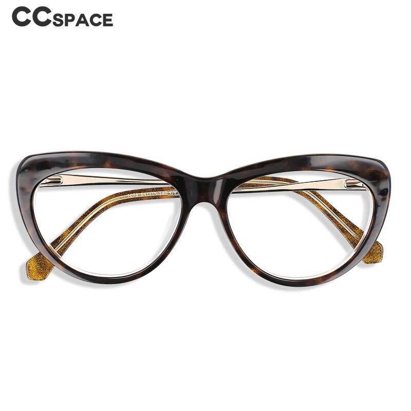 CCspace Unisex Full Rim Cat Eye Acetate Frame Eyeglasses 51070 - Stylish Retro Glasses for Men & Women - Perfect for Reading, Fashion, and Everyday Wear