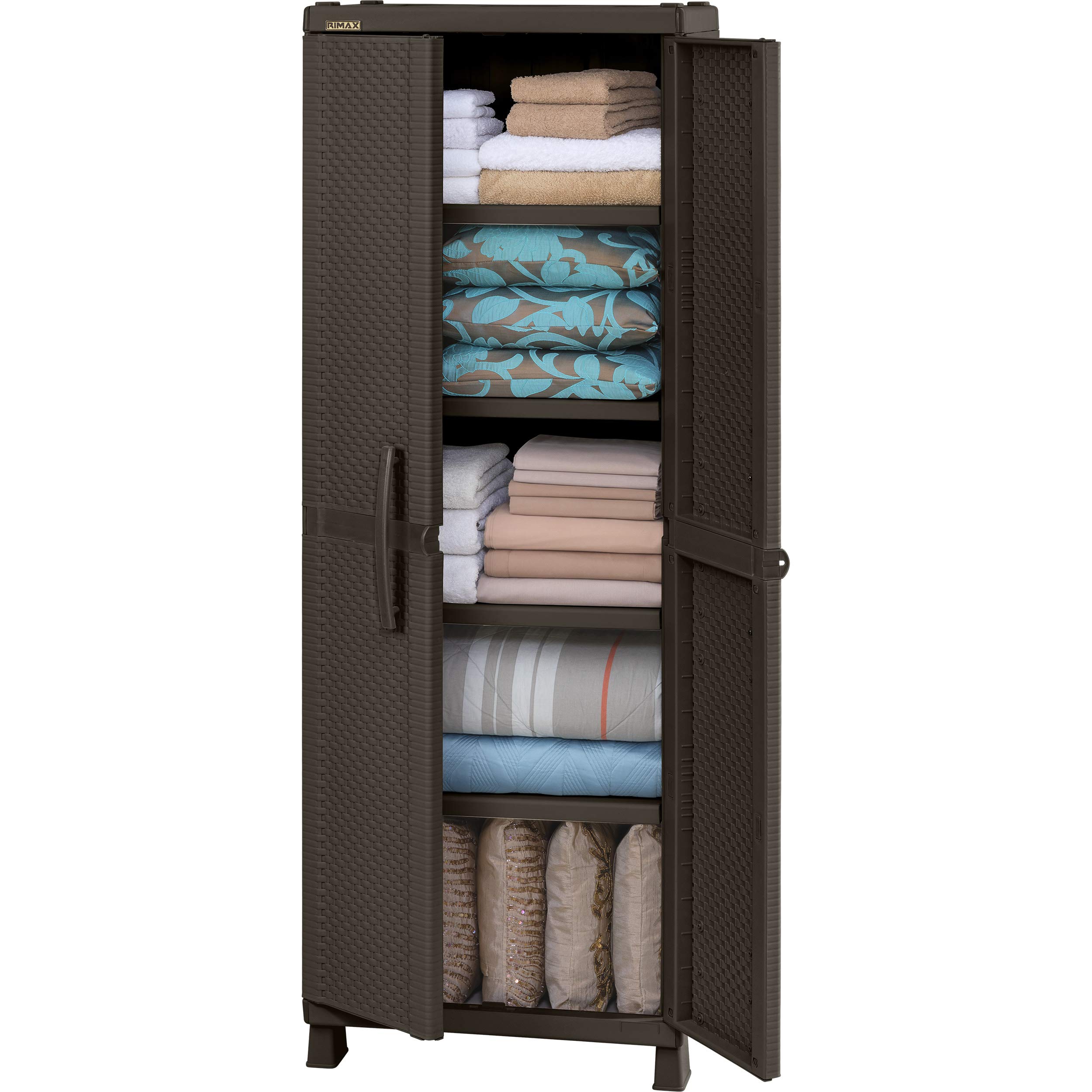 Brown Resin Wicker Storage Cabinet - Large Rattan Organizer for Patio, Living Room, Bedroom & Bathroom | Weather-Resistant Outdoor Indoor Furniture