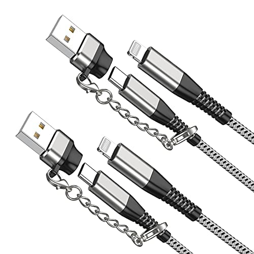 Apple MFi Certified 2-Pack iPhone 14/13 Fast Charging Cable - USB-C to Lightning 3FT Cord for iPhone 14/13/12 Pro Max/Mini/X/Xs/Xr with USB-C to USB-A Adapter & Keychain - Perfect for Home, Office & Travel Charging