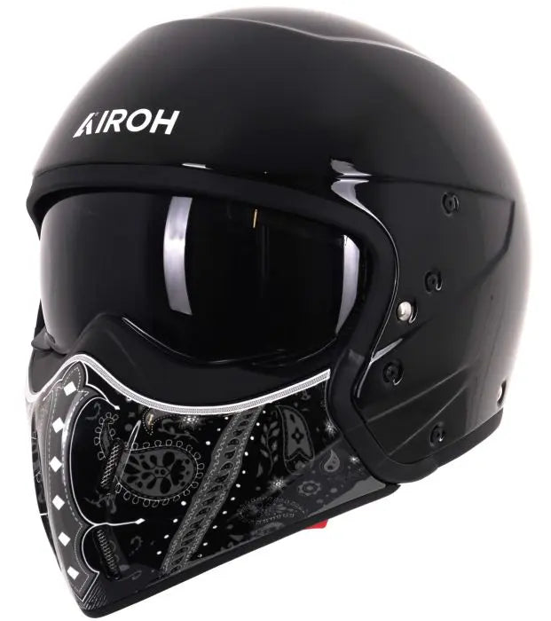 Airoh J 110 Paesly Gloss Black Motorcycle Helmet - Lightweight DOT Certified Full Face Helmet for Men & Women - Perfect for Street Biking, Cruising & Commuting