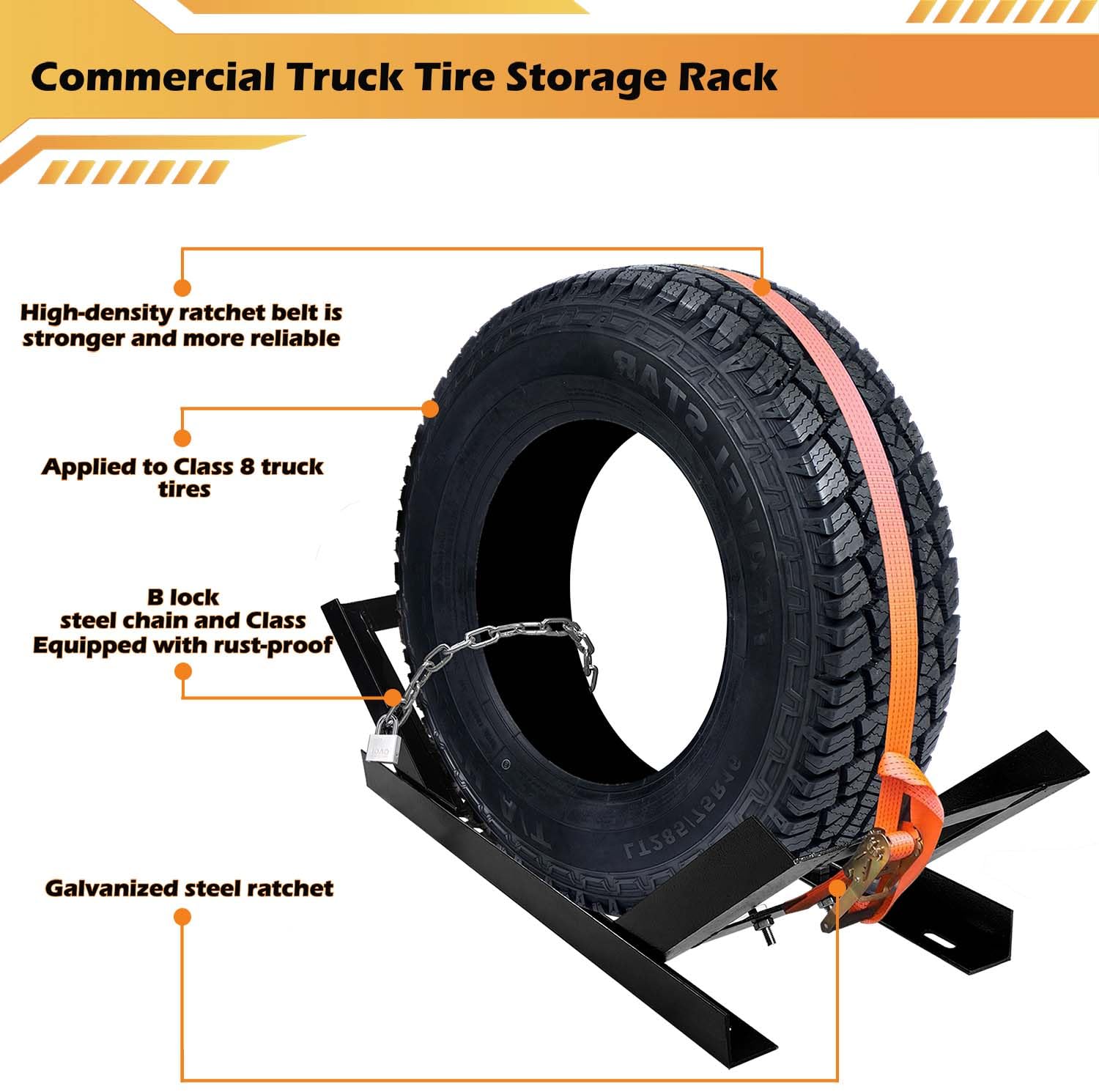 Heavy Duty Semi Truck Spare Tire Rack - Adjustable Commercial Truck Tire Storage Mount for Tractor Trailer | Steel Rim Carrier Holder & Bed Rack Behind Cab | No Assembly Required | Perfect for Long-Haul Trucking & Fleet Maintenance