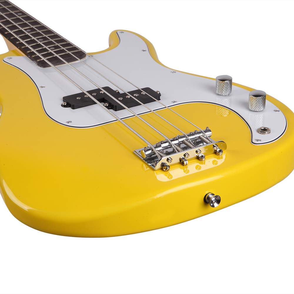 Glarry GP Bass Guitar Strap - Adjustable Padded Shoulder Strap with Pick Holder & Cable Wrench Tool (Yellow) - Perfect for Electric Bass Players & Musicians On Stage or Studio