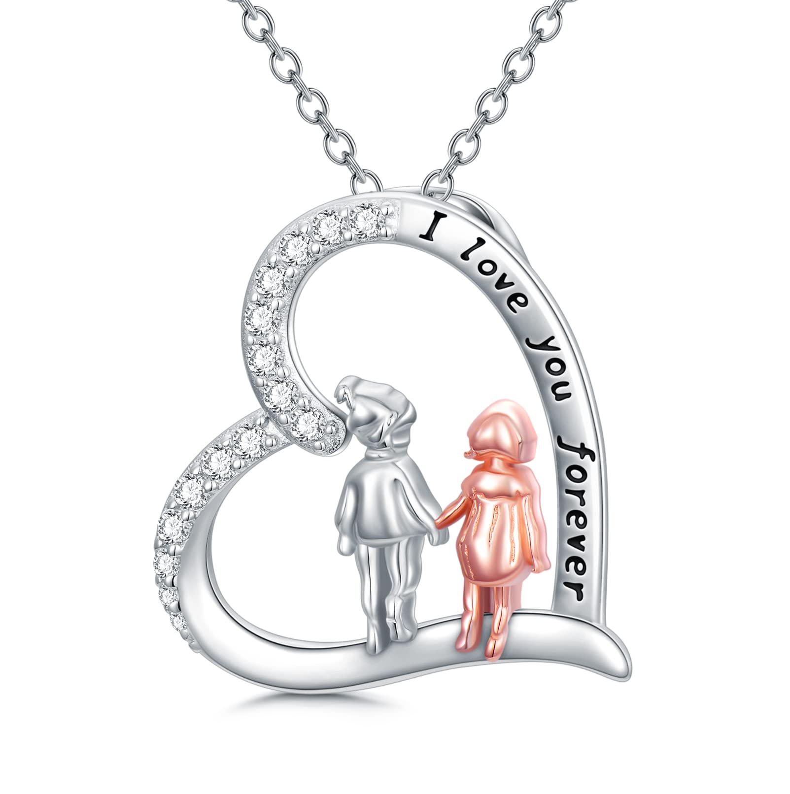 PROESS Sterling Silver Sister Necklace - Forever I Love You Pendant Jewelry Gift for Sister, Best Friend | Perfect for Birthdays, Anniversaries & Special Occasions