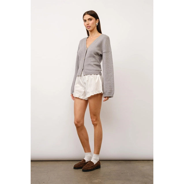 Eden Fitted Button Up Cardigan for Women - Soft Grey Knit Sweater | Office Wear, Casual Outfits & Layering Essential