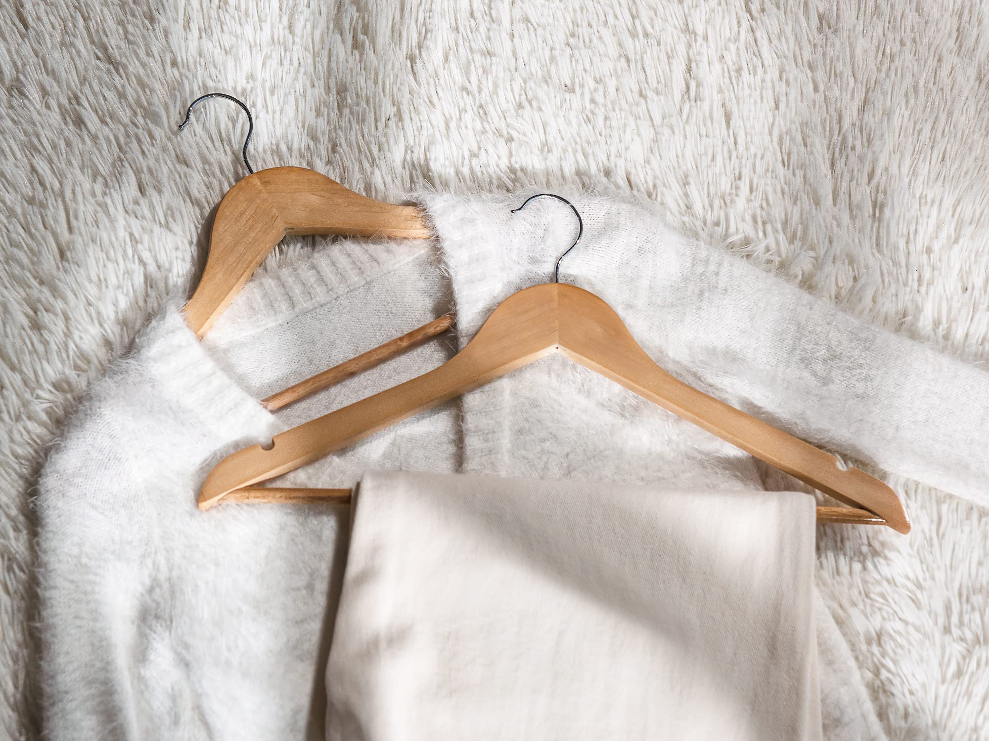 Premium Wooden Clothes Hangers 20-Pack - Natural Wood Coat Hangers for Shirts, Jackets, Pants & Suits - Space-Saving Closet Organizer for Home, Office & Retail Stores