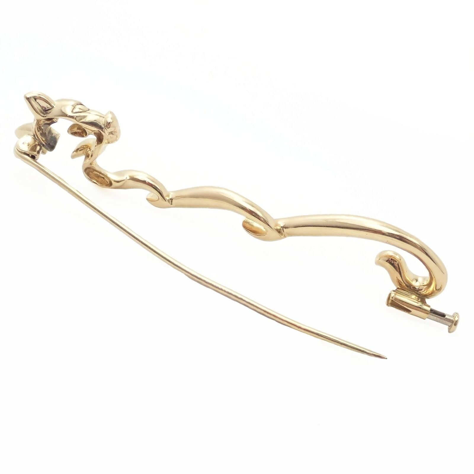 Authentic Asprey 18K Yellow Gold Diamond Panther Pin Brooch - Luxury Jewelry Gift for Women, Perfect for Formal Events & Special Occasions