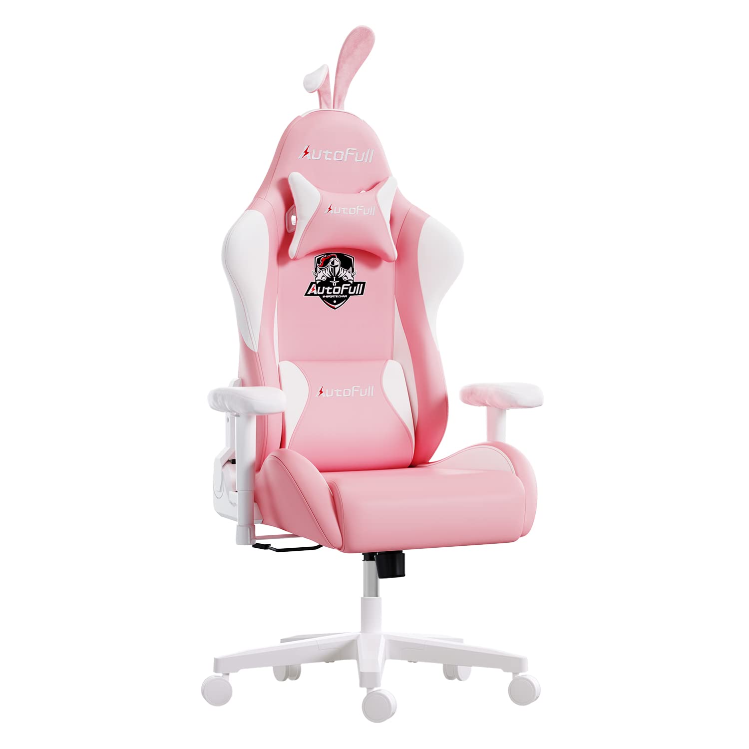 AutoFull C2 Pink Bunny Gaming Chair - Ergonomic High Back Racing Chair with Lumbar Support, PU Leather, Cute Kawaii Design for Girls - Perfect for PC Gaming, Streaming, and Office Work