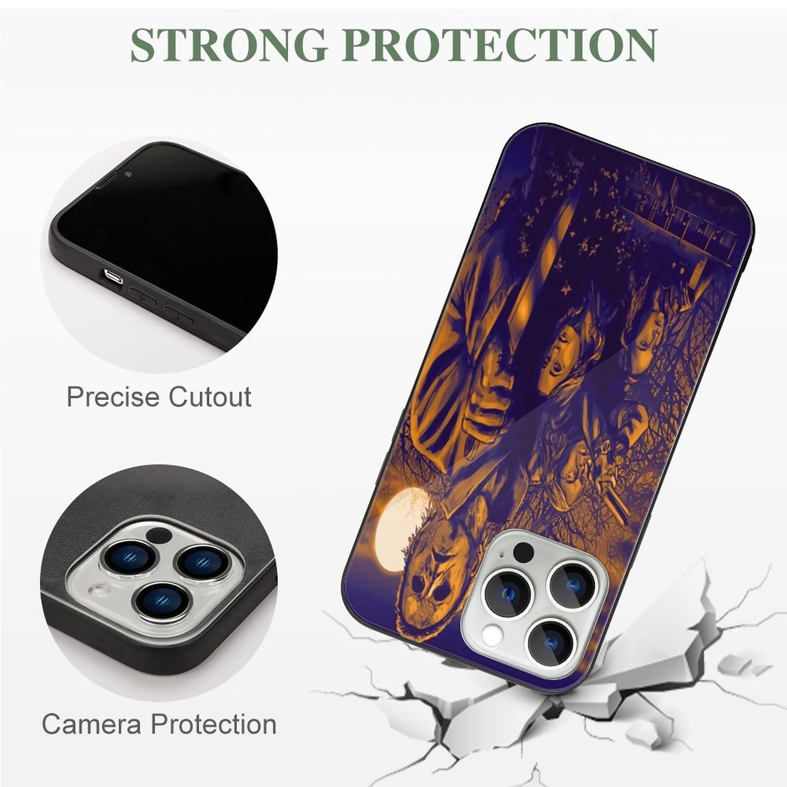 ZHANGXM Tempered Glass iPhone 13 Full Body Protective Case - Halloween Michael Myers Horror Theme Shockproof Cover for iPhone 13/13 Pro - Perfect for Halloween Parties, Horror Movie Nights & Everyday Protection