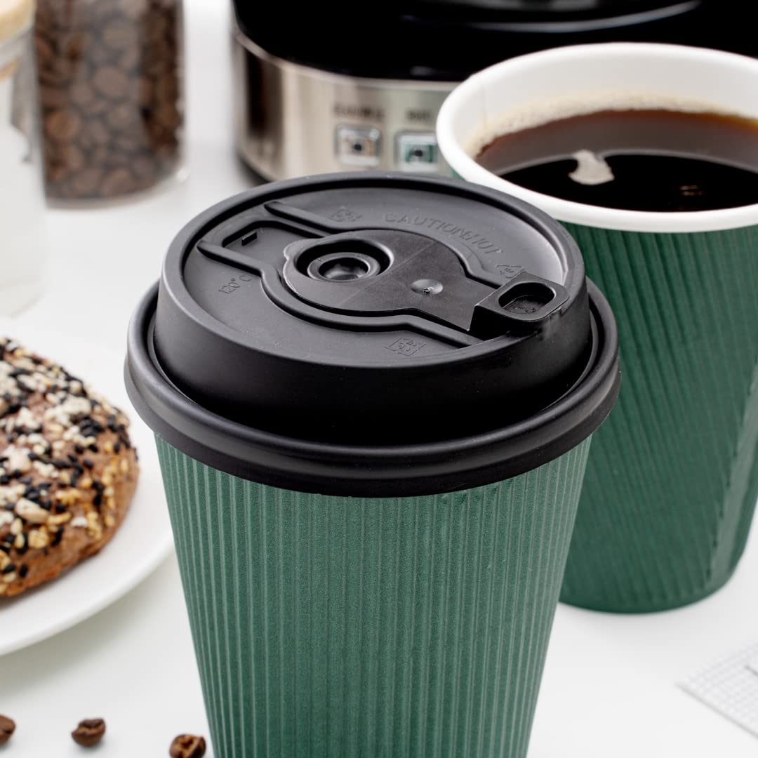 Restpresso Disposable Double Plug Paper Cup Lids for 8, 12, 16 & 20-OZ Coffee Cups - 500 Pack Black Plastic Lids with Straw Slot (Cups Sold Separately) - Perfect for Coffee Shops, Cafes & Takeout Restaurants