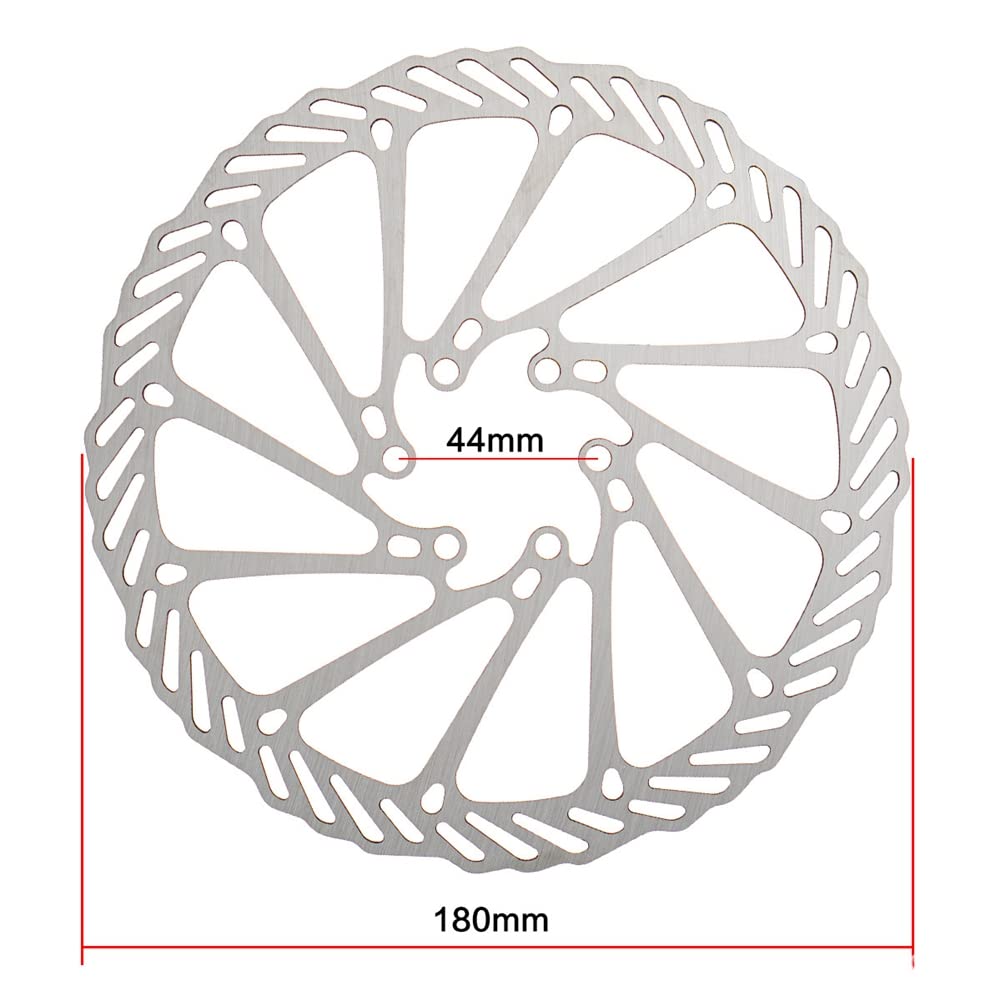 SEADEAR 180mm Bike Disc Brake Rotor with 6 Bolts - Silver Bicycle Brake Rotor for Road Bike, MTB, BMX & Mountain Bike | High-Performance Braking for Cycling & Commuting