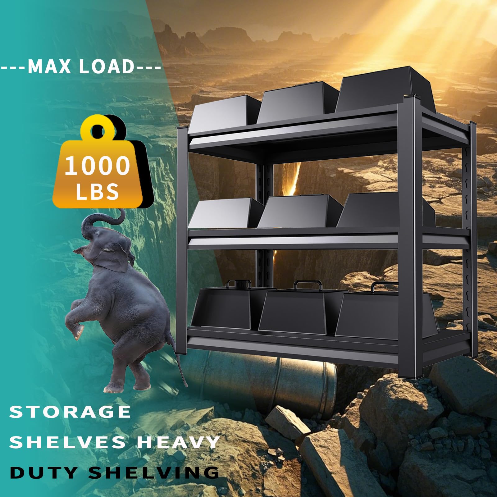 Heavy Duty Garage Shelving - Adjustable Metal Storage Shelves for Garage, Industrial & Utility Racks | Durable Organization Solution for Tools, Equipment & Home Storage