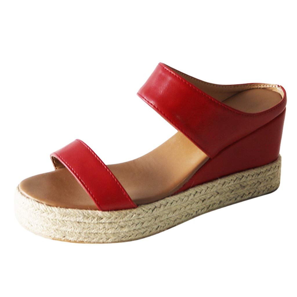 Trendy Women's Flatform Wedge Sandals with Ankle Strap - Open Toe Dressy Beach Shoes for Summer Outfits & Vacation Wear
