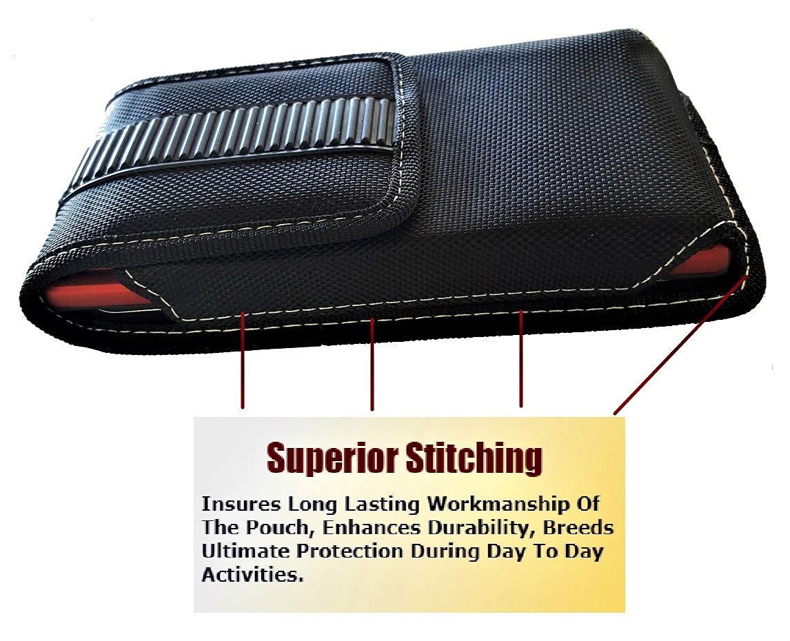 Durable Nylon Phone Holster Pouch for Samsung Galaxy S25/S24/S23/S22/S21+ Plus | Secure Belt Loop Clip & Magnetic Closure | XX-Large Vertical Design (Black) | Perfect for Outdoor Activities, Work & Travel