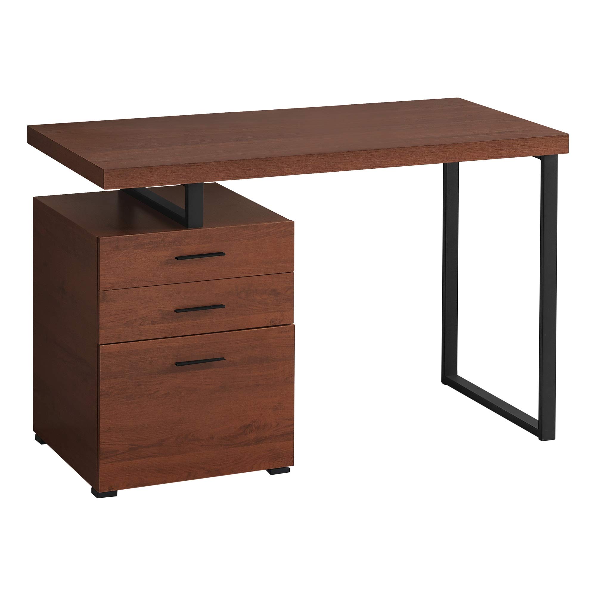 Ergonomic 48-Inch Computer Desk with Cherry Finish & Black Metal Frame - Perfect for Home Office, Gaming, and Study Spaces