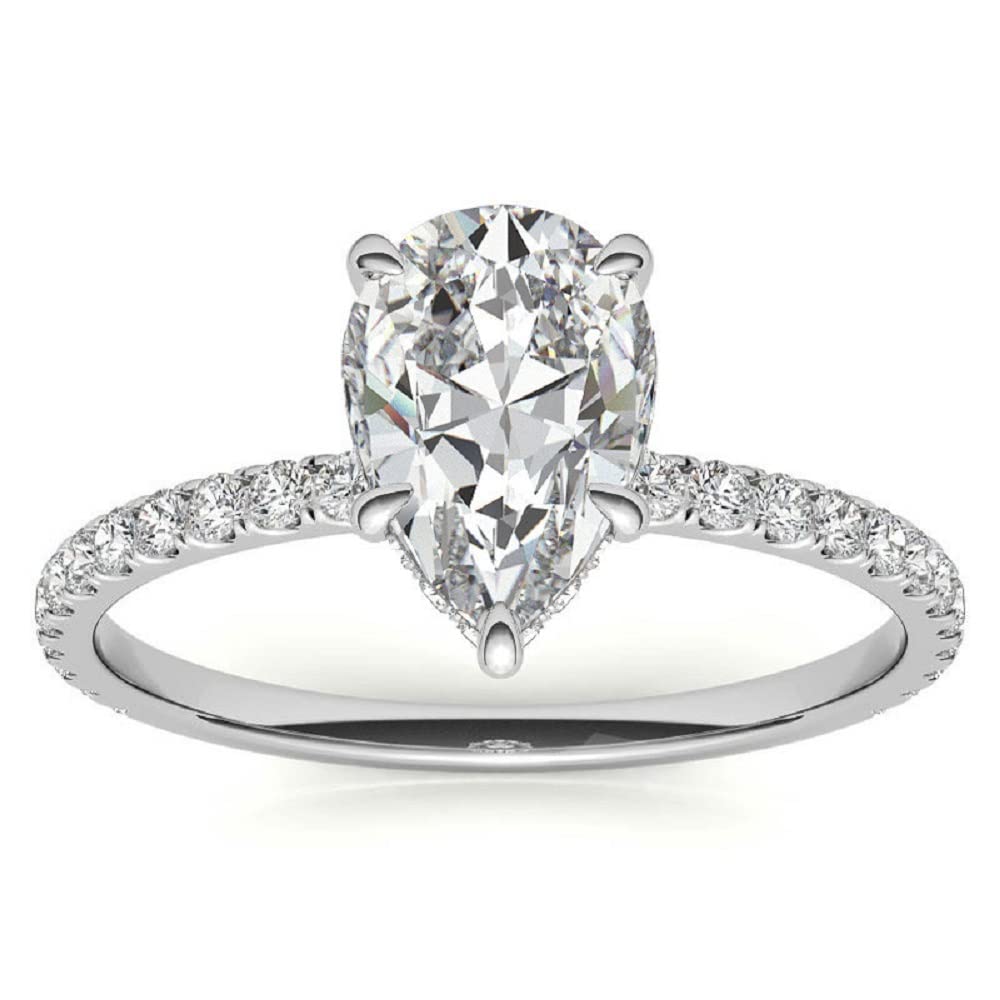 3 CT Pear Moissanite Engagement Ring - Vintage Wedding Band with 4-Prong Solitaire Setting in Sterling Silver - Anniversary, Promise & Bridal Jewelry Gift for Her - Perfect for Proposals, Weddings & Romantic Occasions