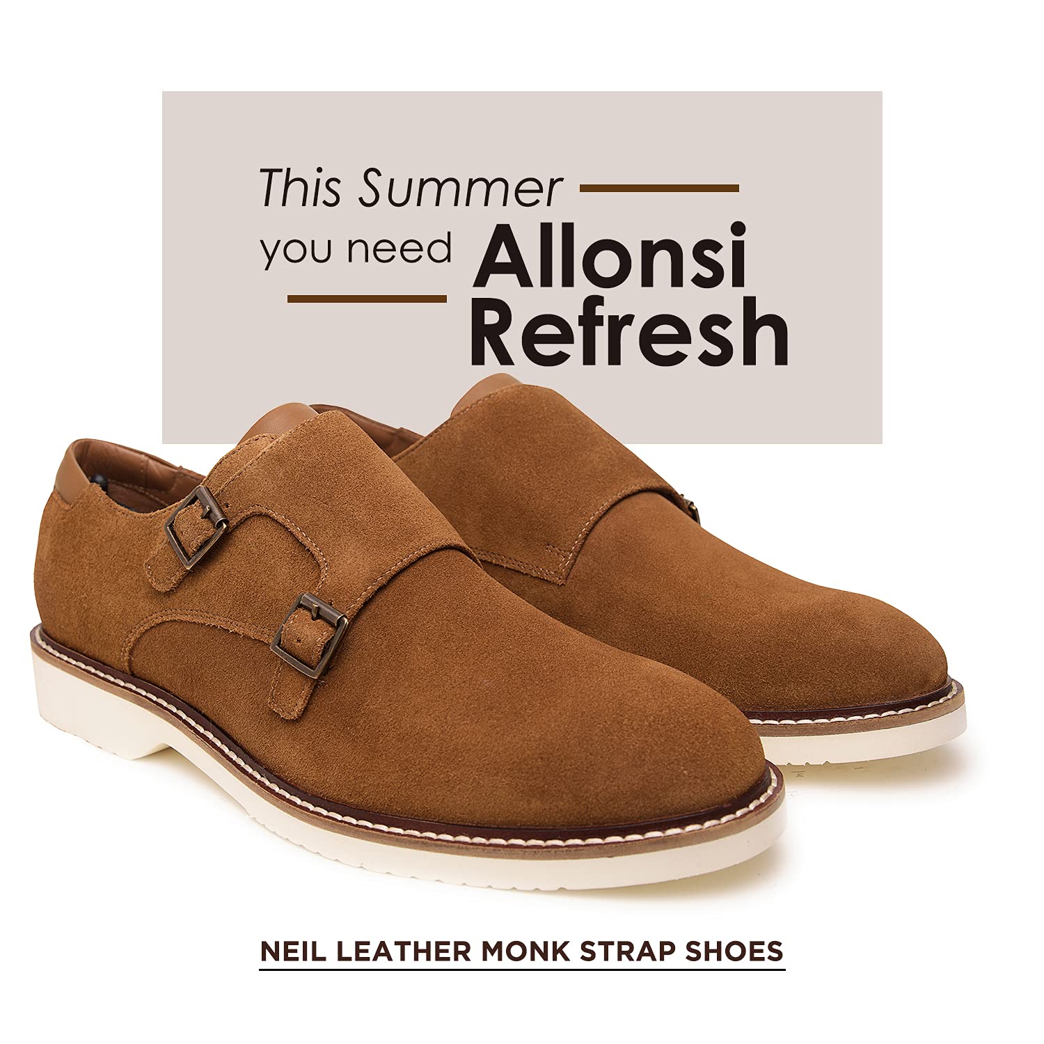 Premium Genuine Leather & Suede Men's Monk Strap Dress Shoes - Handcrafted Luxury Formal & Casual Shoes with Lightweight EVA Sole - Perfect for Business, Weddings & Office Wear