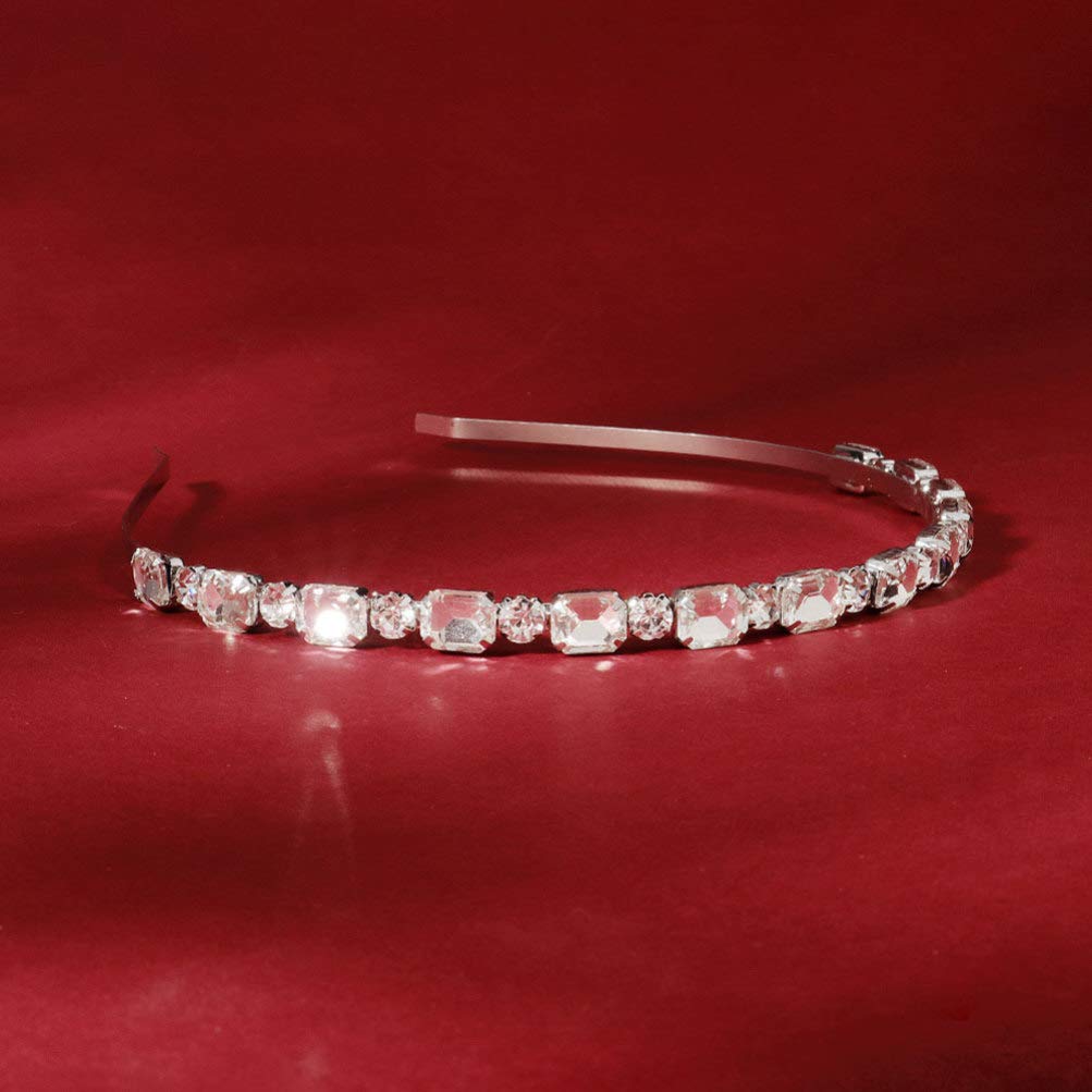 1 Pc Color Diamond Press Headband Bridal Headpiece for Women - Wedding Tiara, Jewel Hair Accessories, Bridal Headdress with Bling Alloy (Earth Tones) - Perfect for Brides, Bridesmaids, Prom, and Special Occasions