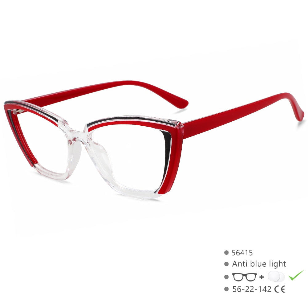 CCspace Women's Full Rim Cat Eye Tr 90 Eyeglasses 56415 - Stylish Retro Frames for Women, Lightweight & Durable, Perfect for Office, Reading & Fashion Accessories