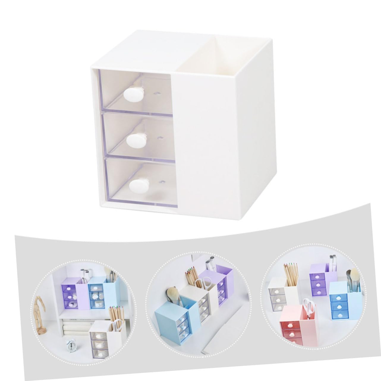 CANIGHT White Desktop Storage Box - Organize Pens, Office Supplies & Desk Accessories | Perfect for Home Office, School & Workspace Organization