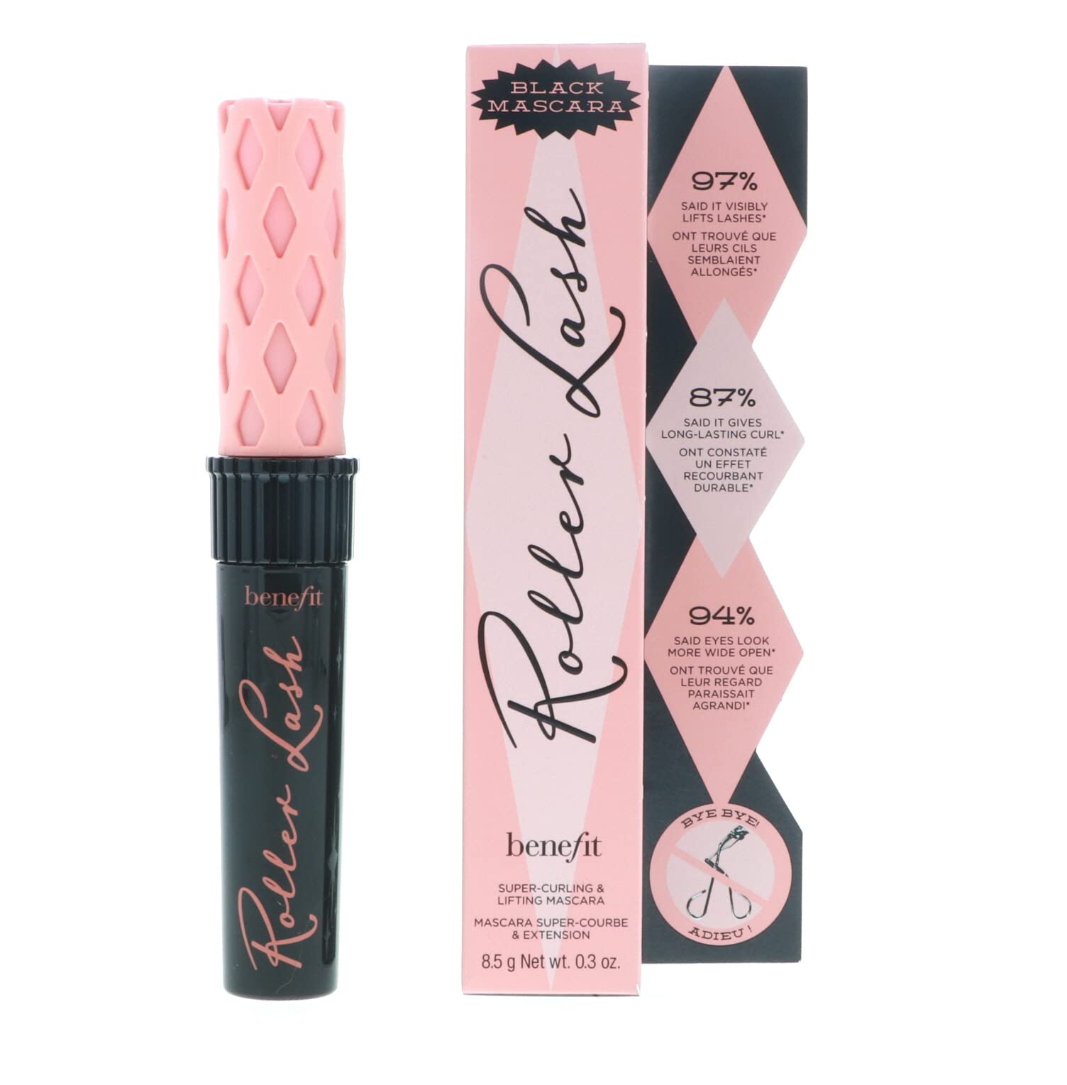 Benefit Cosmetics Roller Lash Curling & Lifting Mascara - Black (0.30 oz/8.5g) - Volumizing, Lengthening & Curling Mascara for Dramatic Lashes - Perfect for Daytime Wear & Special Occasions