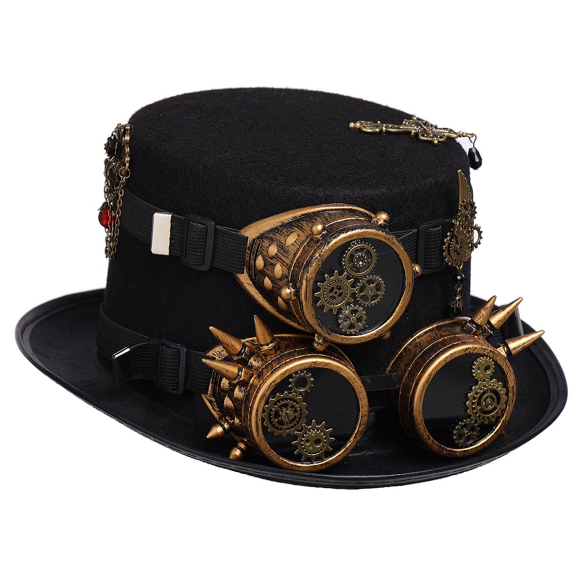 Steampunk Top Hat with Goggles for Women & Men - Victorian Gothic Halloween Costume Accessory | Perfect for Cosplay, Halloween Parties, and Themed Events