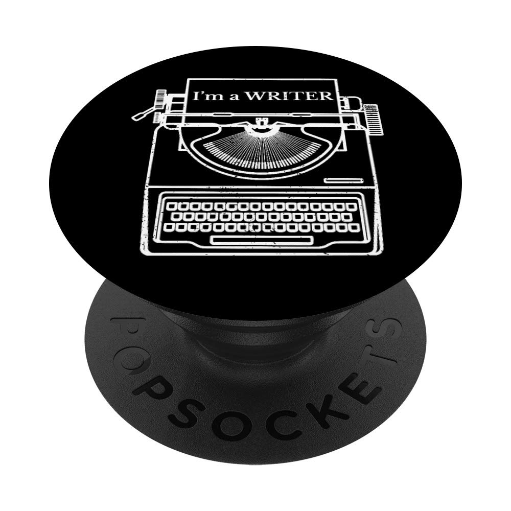 Vintage Typewriter Writer Birthday Gift - PopSockets PopGrip Swappable Phone & Tablet Grip for Writers, Readers & Creative Professionals