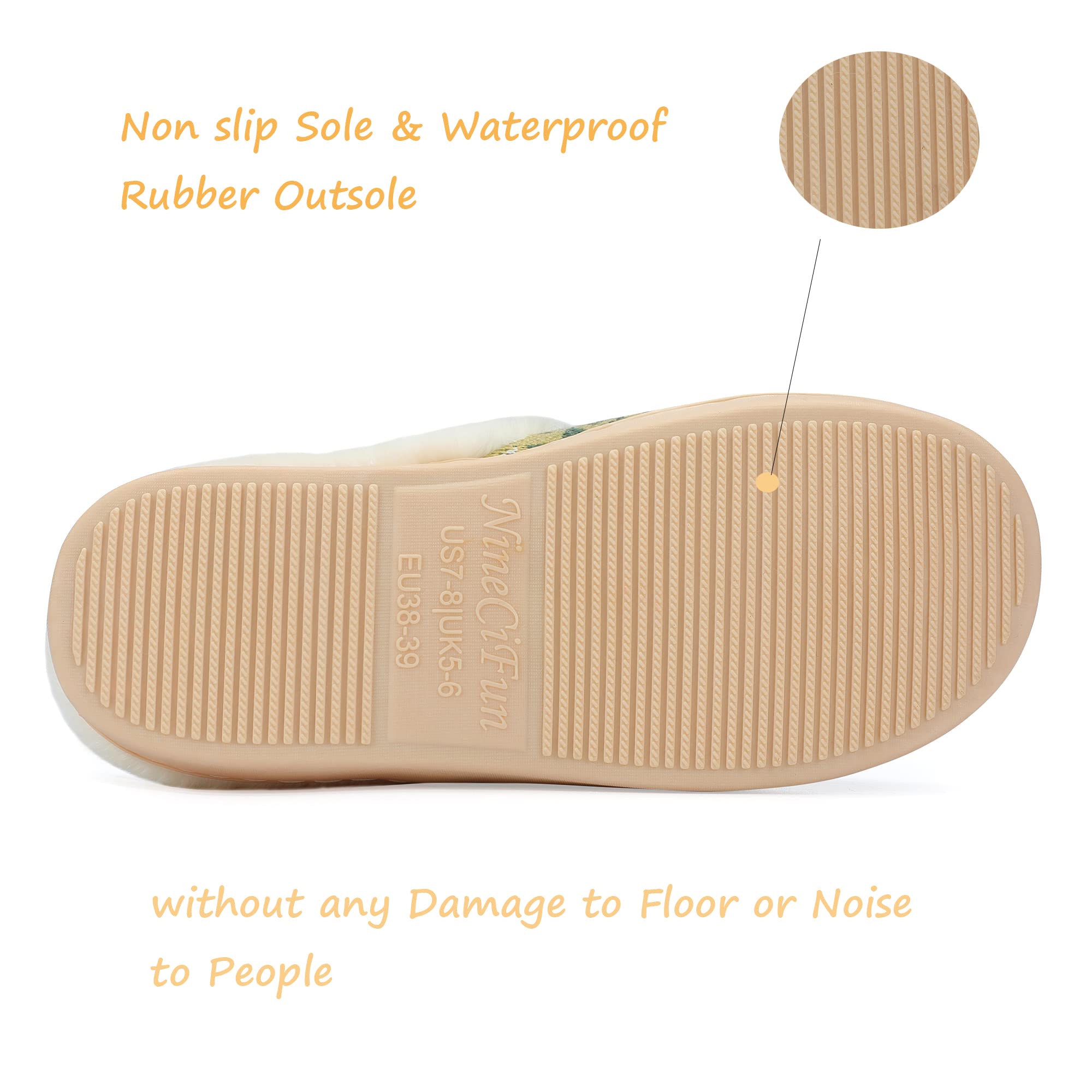 NineCiFun Women's Cozy Memory Foam House Slippers - Soft Fuzzy Indoor Slippers for Women, Non-Slip Warm Bedroom Shoes, Perfect Christmas Gift for Her - Ideal for Relaxing at Home, Lounging & Winter Comfort
