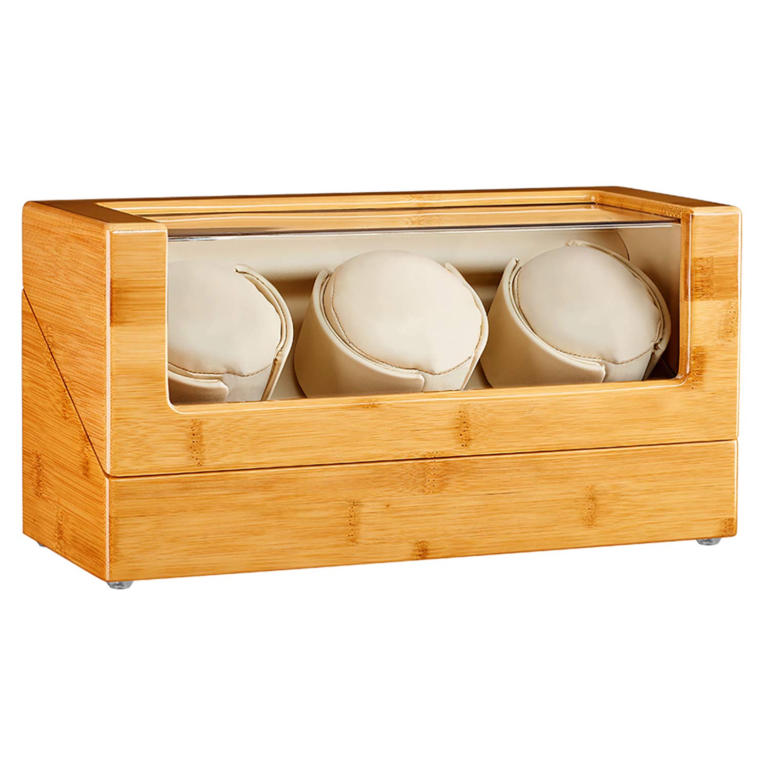 JQUEEN Automatic Watch Winder Box - Premium 100% Bamboo Wood Watch Storage Case for Men & Women | Perfect for Travel, Office & Luxury Watch Collection Display