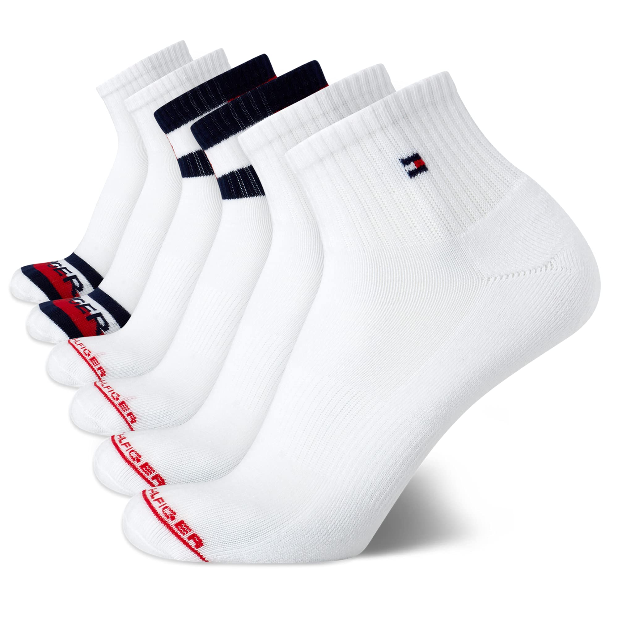 Tommy Hilfiger Men's Athletic Performance Cushion Quarter Cut Ankle Socks - 6 Pack Breathable Moisture-Wicking Workout Socks for Running, Gym & Casual Wear