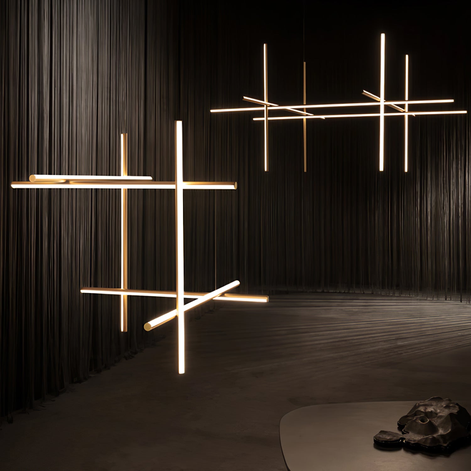 Modern Gridline Linear Chandelier - Sleek LED Pendant Lighting Fixture for Dining Room, Kitchen Island & Contemporary Home Decor