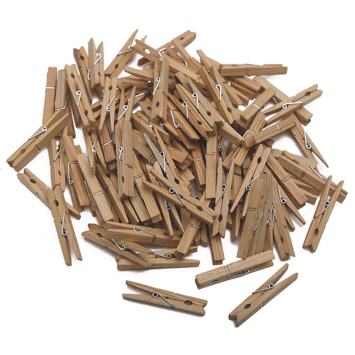 100-Pack Spring Clothespins 2.75 Inch - Heavy Duty Wooden Clips for Laundry, Drying Clothes, DIY Crafts & Home Organization