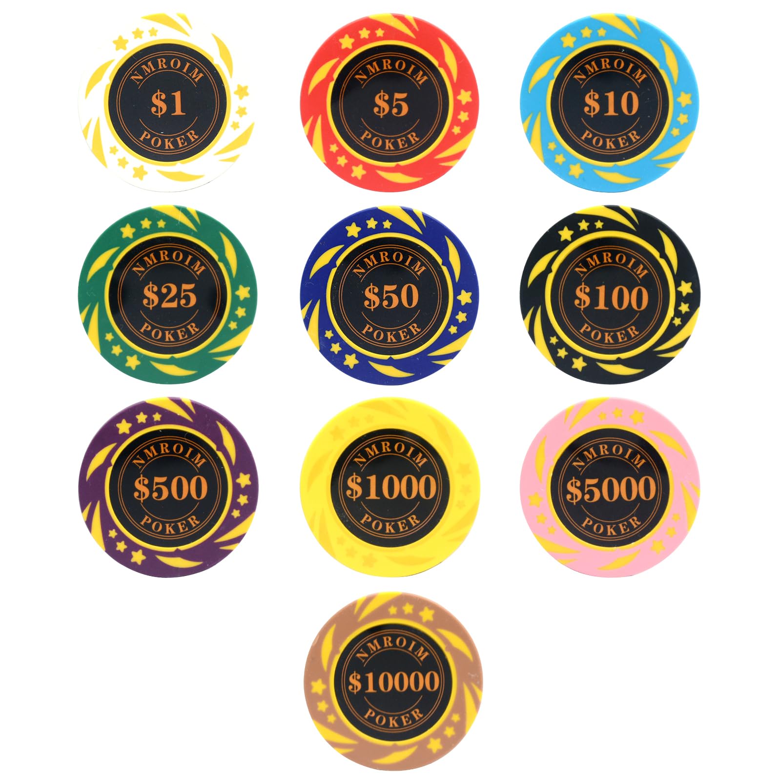 Premium 13.5g Clay Poker Chips Set - 40mm Casino Style Numbered Poker Chips (Pack of 50) - Ideal for Home Games, Poker Nights & Casino-Themed Parties