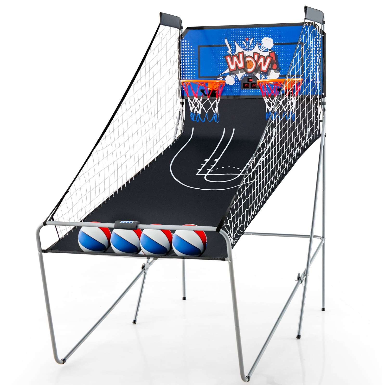 Giantex Dual Shot Electronic Basketball Arcade Game - 8 Game Modes, 2 Hoops & 4 Balls with Air Pump & LCD Scoreboard - Fun Indoor Sports Game for Adults & Kids - Perfect for Home, Office, Game Room and Party Entertainment