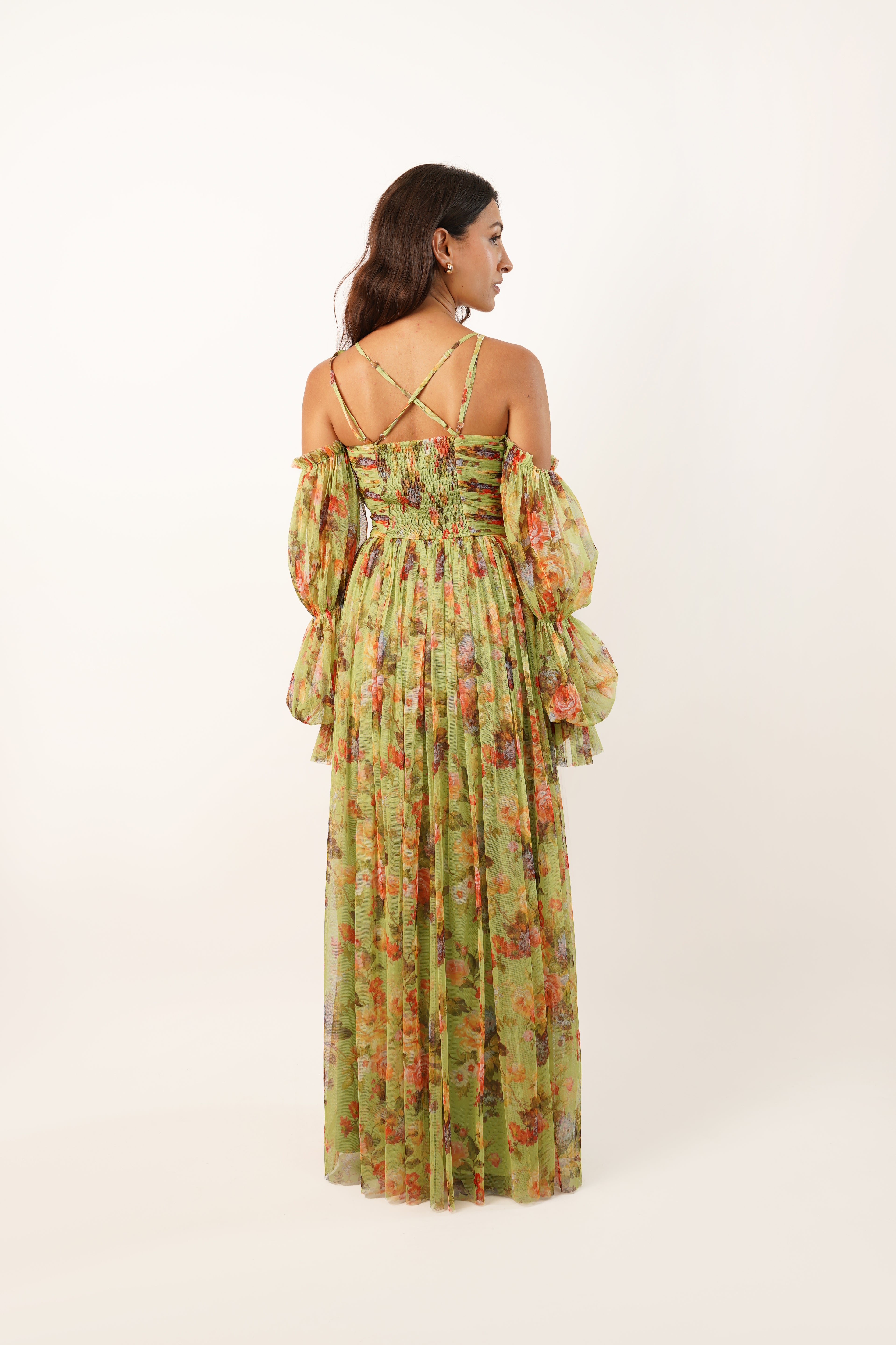 Saylor Green Floral Printed Maxi Dress for Women - Elegant Boho Summer Beach Dress for Vacations, Parties & Casual Outings