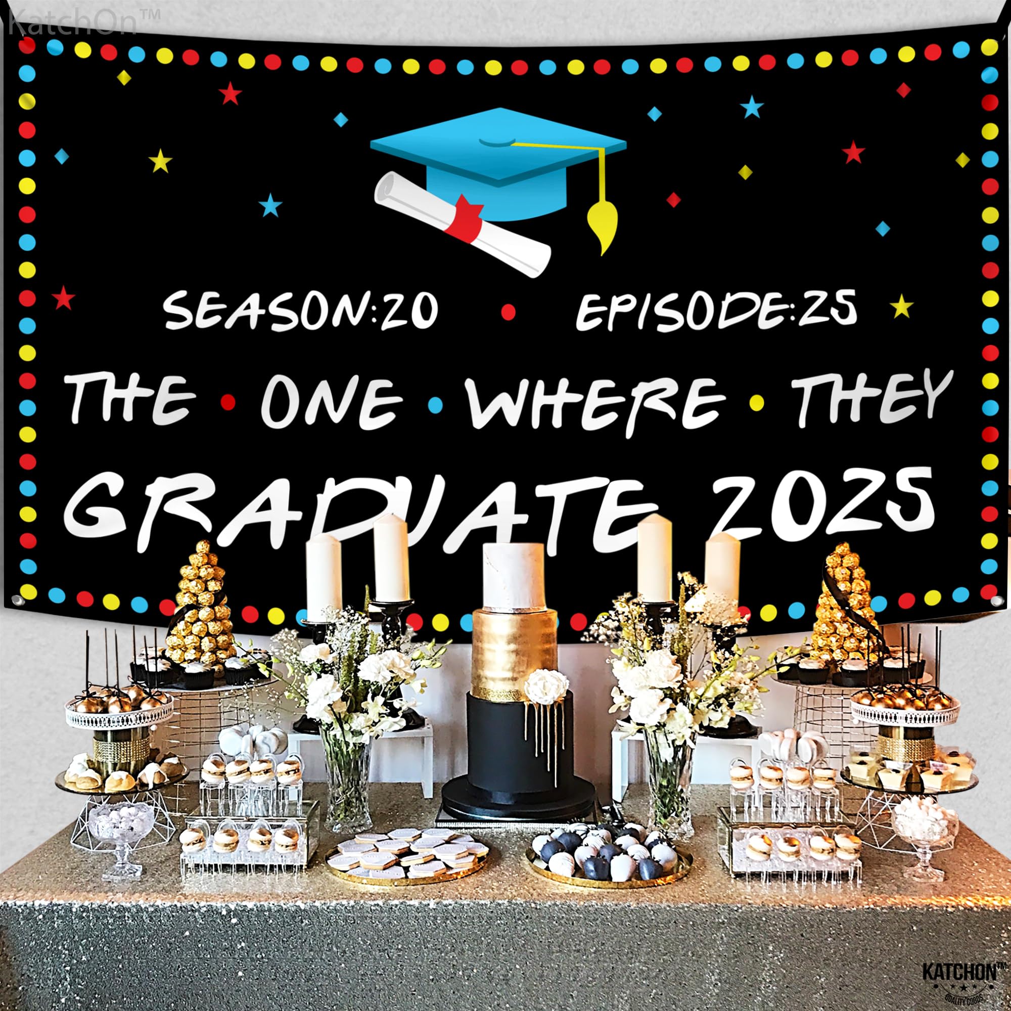 Friends Graduation Backdrop 2025 - Extra Large 72x44 Inch | Class of 2025 Graduation Banner & Decorations | Perfect for Graduation Parties, Photo Booths & School Events