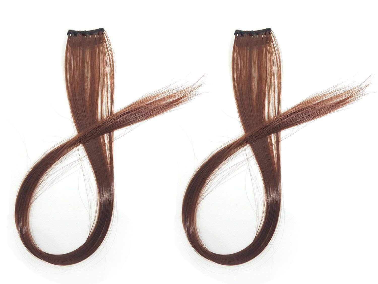 Verbier 2-Piece Brown Hair Extension Streak Set - Clip-In Hair Highlights for Women & Girls | Perfect for Parties, Cosplay & Everyday Styling
