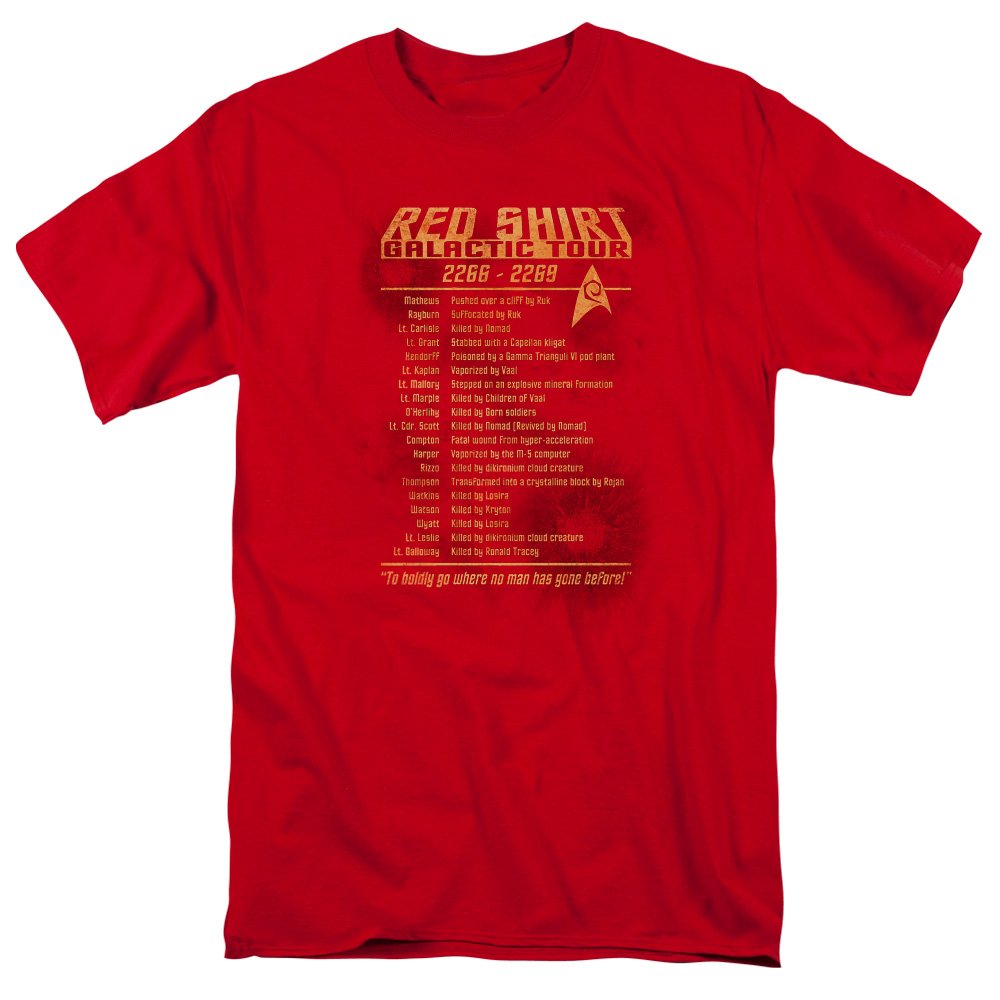 Star Trek Red Shirt Tour Short Sleeve T-Shirt for Adults - Officially Licensed Star Trek Merchandise - Perfect for Cosplay, Conventions, and Sci-Fi Fans