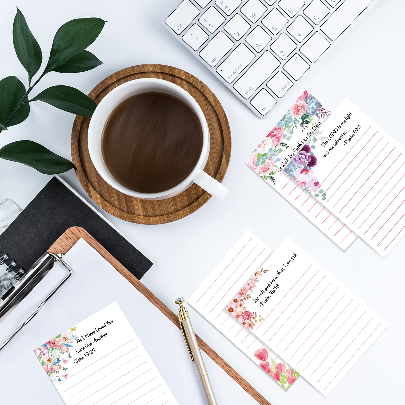 8 Pack Christian Inspirational Sticky Notes with Floral Design & Bible Verses - 4 x 5.5 Inch Religious Memo Pads for Prayer Journal, Bible Study, Office Notes & Daily Planning
