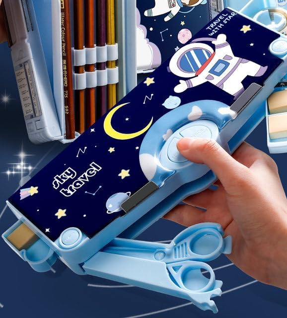 LORD LUCIFER Multifunctional Space Astronaut Pencil Case - School Supplies for Boys & Girls, Geometry Box with Compass, Unicorn Stationery Set - Perfect for Classroom, Homework & Birthday Gifts