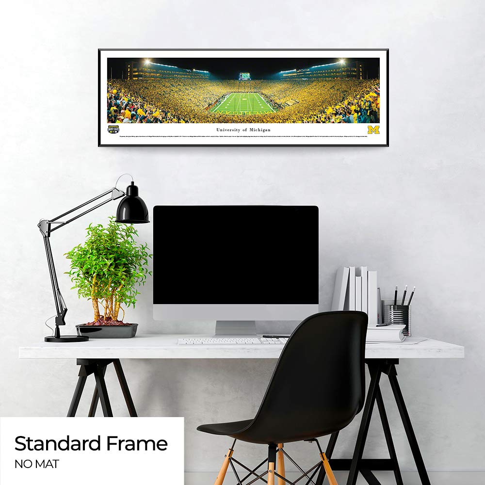 Michigan Football Under The Lights Panoramic Poster & Framed Picture - Blakeway Panoramas Wall Art for Game Room, Sports Bar & Man Cave Decor