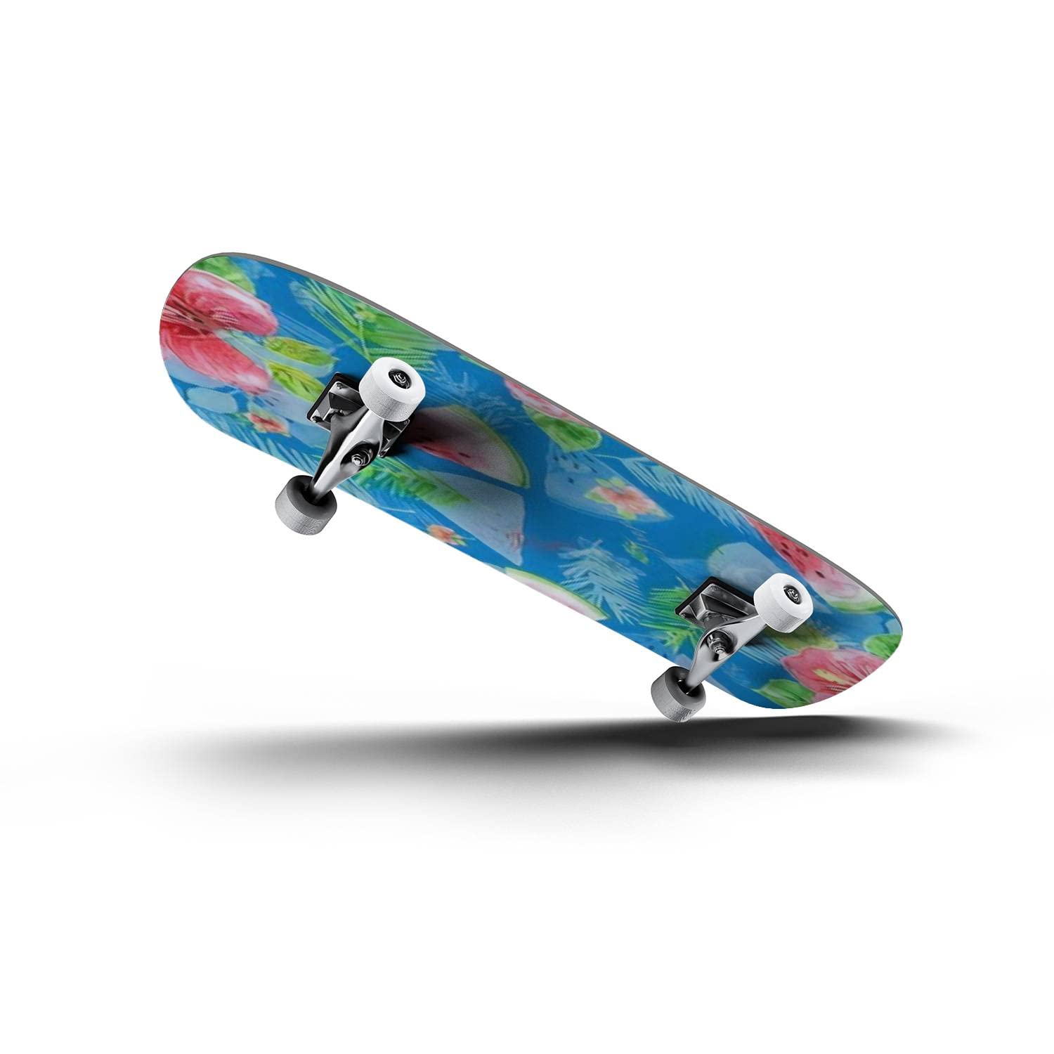 Watercolor Tropical Skateboard - Classic Concave Longboard for Beginners & Pros | Extreme Sports & Teen Gifts | Perfect for Street Skating, Commuting & Skatepark Tricks