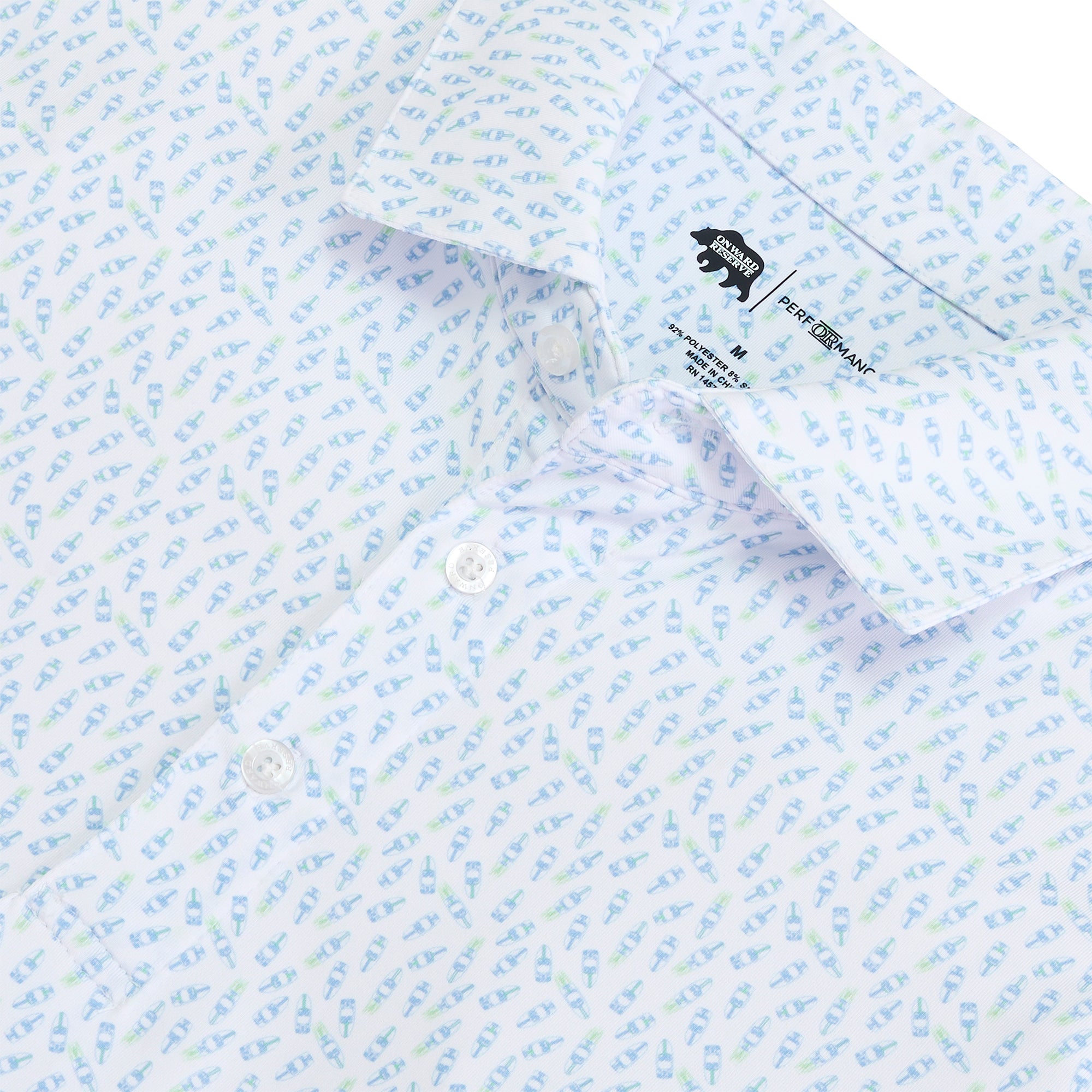 Leeward Printed Performance Polo Shirt for Men - Moisture-Wicking, Breathable Golf & Casual Wear - Shale Green