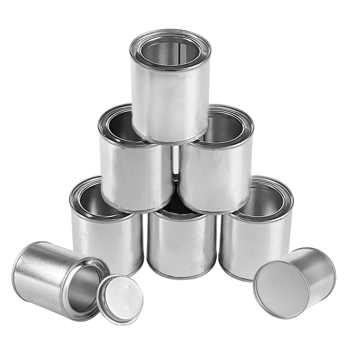 8 Pack Empty Metal Paint Cans with Lids (1/4 Pint Size, 1/2 Cup Capacity) - Touch Up Paint Containers for Leftover Paint Storage - Tiny Unlined Paint Pails for DIY Projects, Art Supplies & Home Repairs
