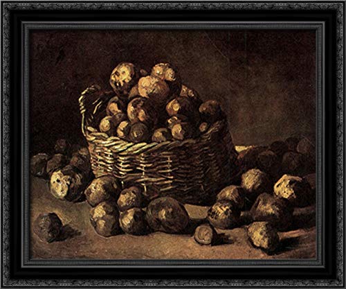 Vincent van Gogh Black Ornate Wood Framed Canvas Art - Basket Of Potatoes 24x20 - Wall Decor for Living Room, Bedroom & Office