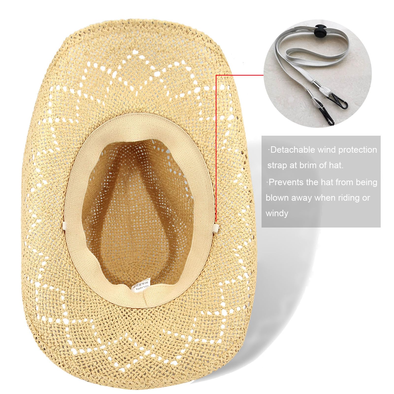 Western Cowboy Hat for Women & Men - Straw Woven Sun Hat with 2 Decorative Bands | Rodeo, Outdoor, Country Music Festival, Ranch Wear
