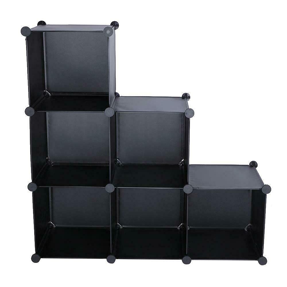 6-Cube Closet Organizer with Wooden Frame - Black Shoe Storage Shelf, Cabinet & Drawer Organizer for Bedroom, Entryway, or Closet - Space-Saving Shoe Rack & Home Organization Solution