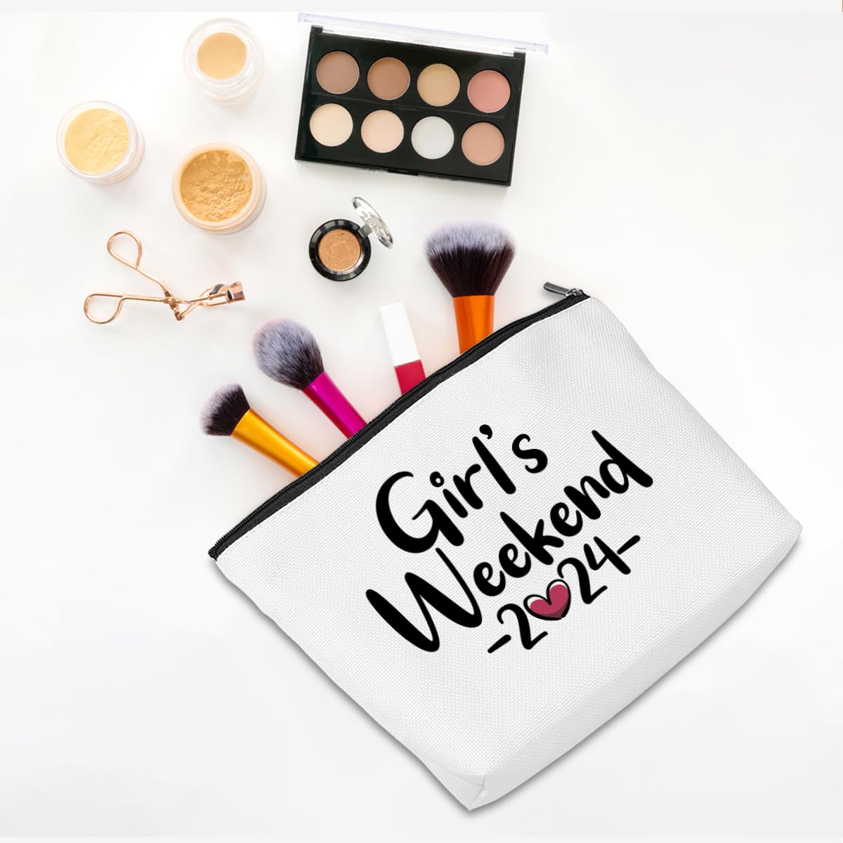 **2024 Girls Trip Makeup Bag - Cute Cosmetic & Toiletry Travel Organizer for Women - Perfect Bachelorette Party, Birthday & Friendship Gifts for Sister & Bestie - Ideal for Weekend Getaways, Vacations & Summer Travel**