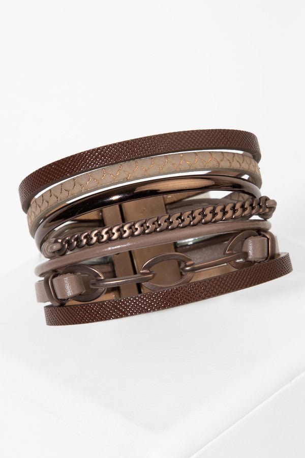 Brink Chain Link Leather Bracelet for Men & Women - Stylish Adjustable Unisex Cuff Bracelet - Perfect for Casual Wear, Gifts & Everyday Fashion Accessories