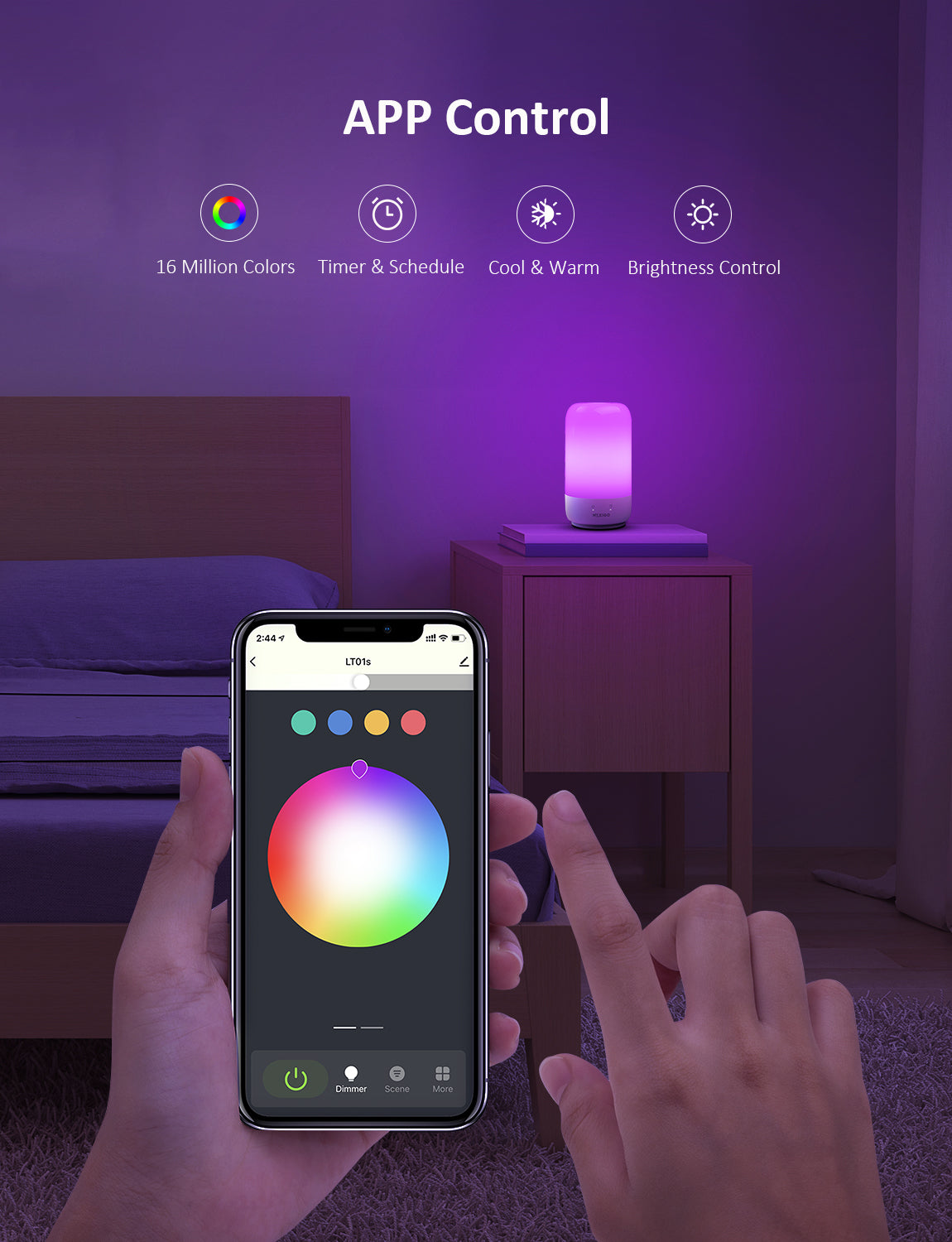 NexiGo LT01S Smart Table Lamp with Touch Control & USB Charging - Perfect for Home Office, Bedroom, and Study Room Lighting