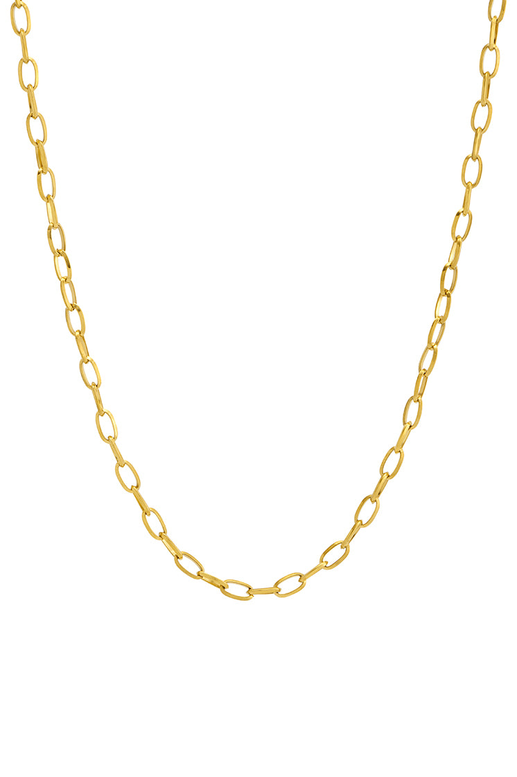 Stylish Men's Paperclip Chain Necklace - 18K Gold Plated Stainless Steel Trendy Hip Hop Jewelry for Casual Wear & Gifts